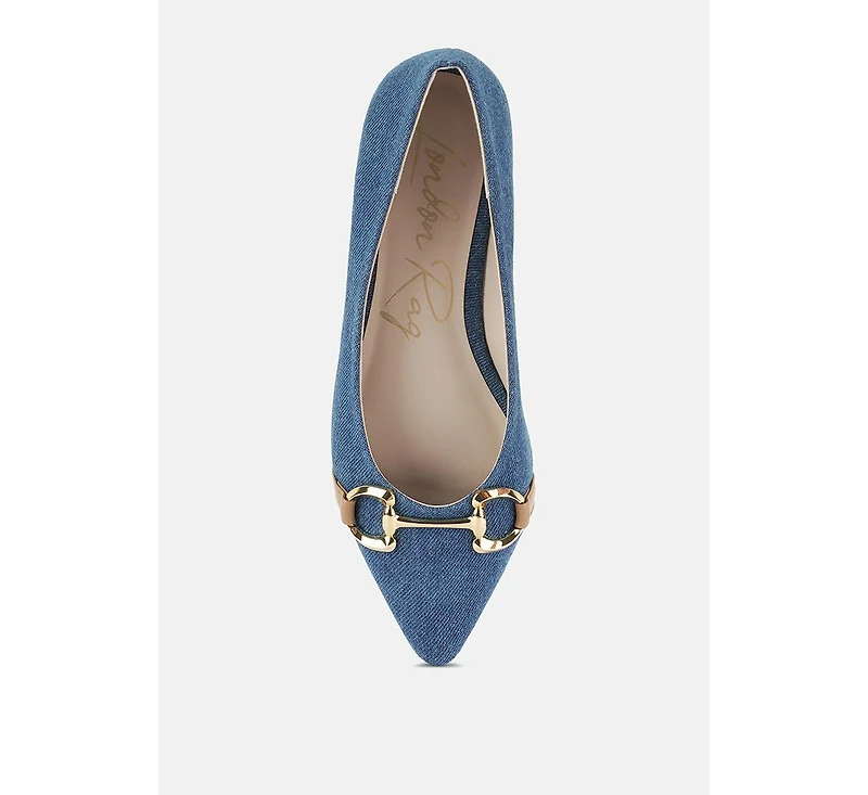 Cressida Denim Horsebit Detail Ballet Flats Women