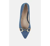 Cressida Denim Horsebit Detail Ballet Flats Women