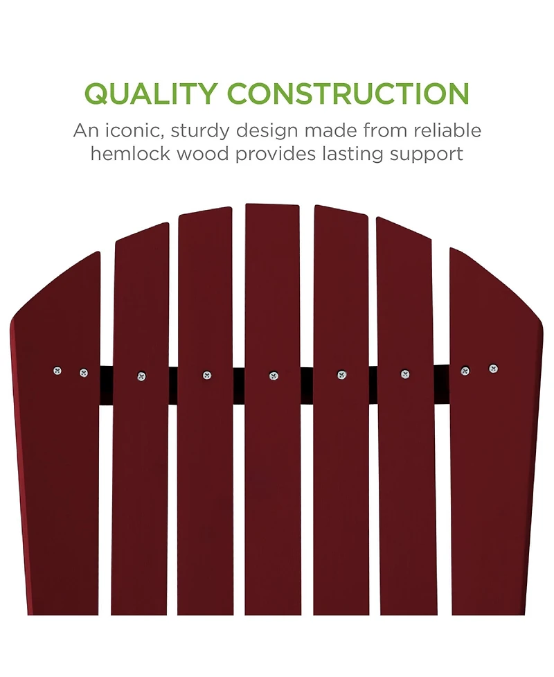 Best Choice Products Folding Adirondack Chair Outdoor, Wooden Accent Lounge Furniture w/ 350lb Capacity