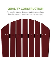 Best Choice Products Folding Adirondack Chair Outdoor, Wooden Accent Lounge Furniture w/ 350lb Capacity