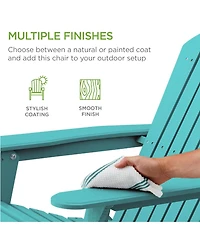 Best Choice Products Folding Adirondack Chair Outdoor, Wooden Accent Lounge Furniture w/ 350lb Capacity