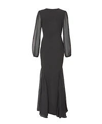 Quiz Women's Scuba Crepe Chiffon Long Sleeve Goad Maxi Dress