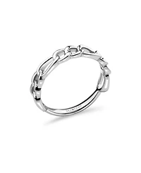 Devata Figaro Link Ring in Rhodium Plated Sterling Silver