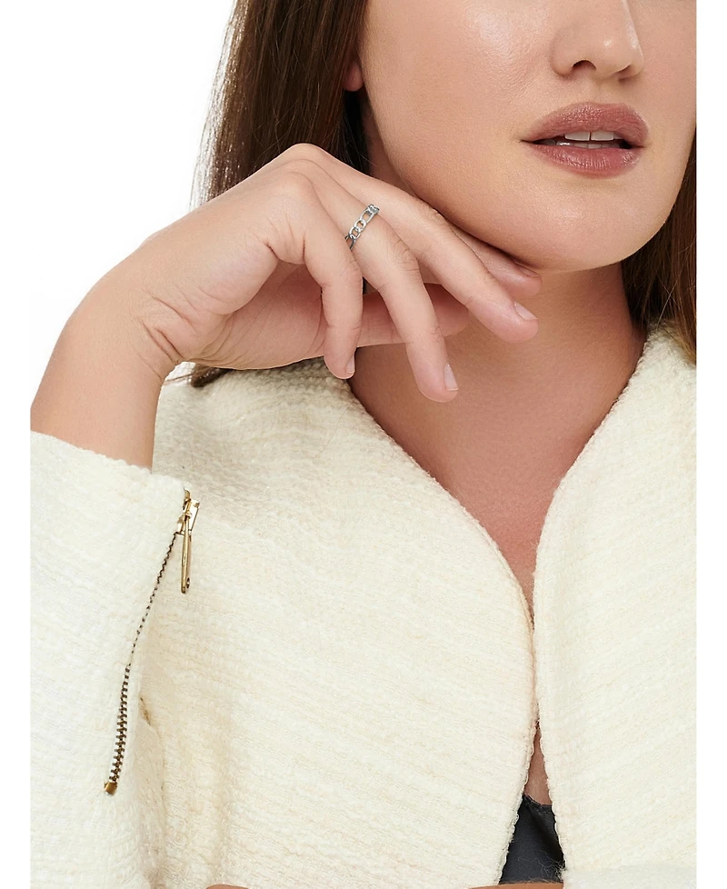 Devata Figaro Link Ring Rhodium Plated Sterling Silver, 9