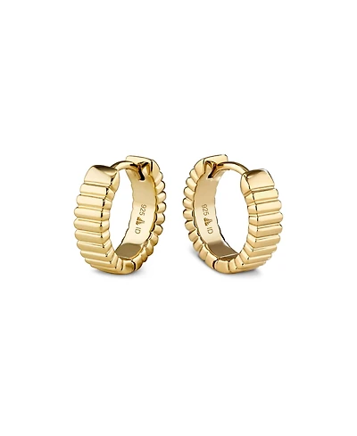 Devata Ribbed Hoop Earrings in Gold Plated Sterling Silver