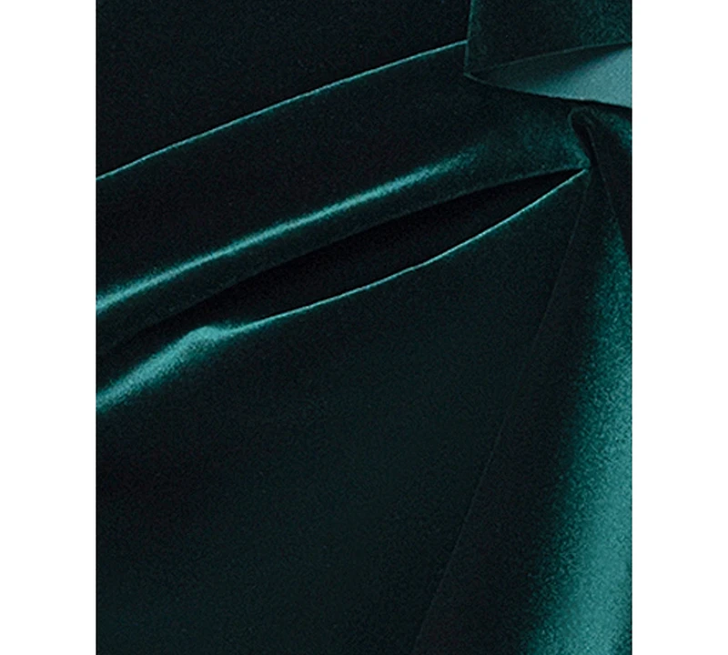 Xscape Women's V-Neck Ruffle-Front Long-Sleeve Gown
