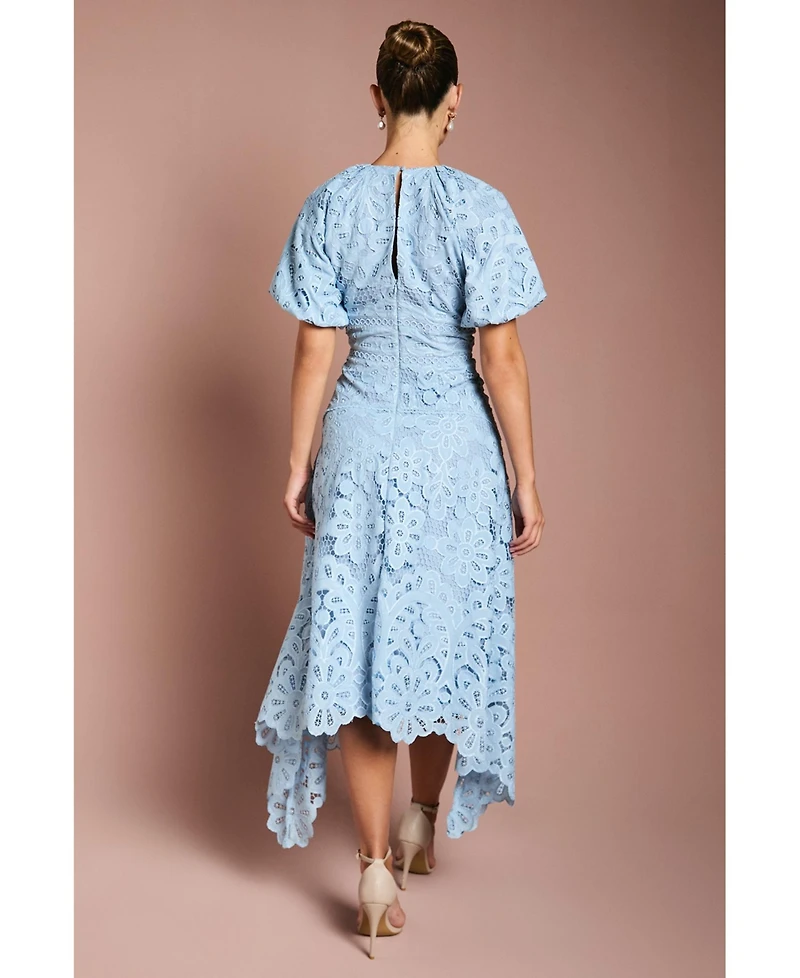 Coast Women's Lace Hanky Hem Puff Sleeve Dress