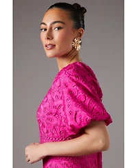 Coast Women's Lace Hanky Hem Puff Sleeve Dress