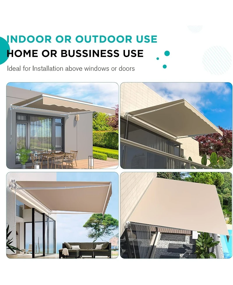 Aecojoy 8.2'x6.5' Manual Retractable Awning Sun Shade, Patio Canopy