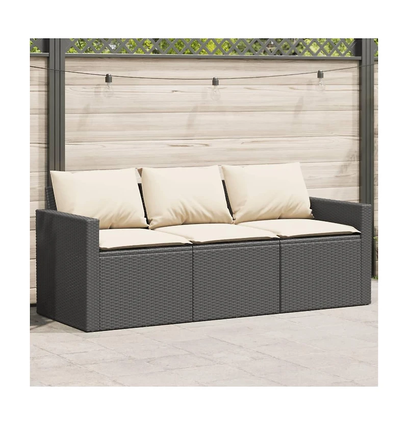 Garden Sofa Black and Cream White