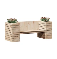 Planter Bench Natural Pine Solid Pine Wood 66.9x23.6x25.6 in