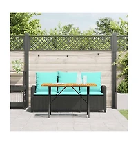 Patio Sofa -Seater with Cushions&Table Poly Rattan