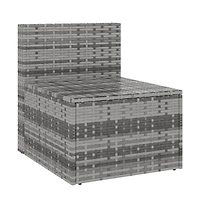 Garden Middle Sofa Grey Pe rattan, powder-coated steel Medium