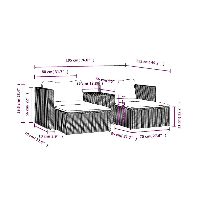 Garden Sofa Set Grey Pe Rattan Modular Garden Sofa Set