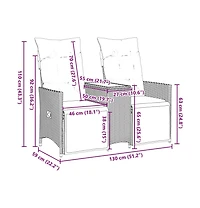 Reclining Garden Sofa Black, Cream White