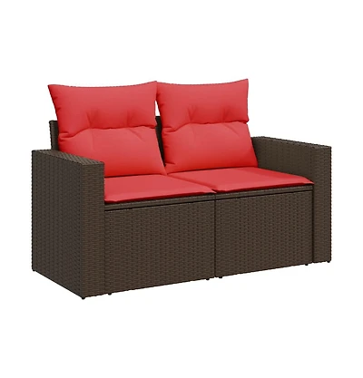 Patio Sofa with Cushions -Seater Brown Poly Rattan