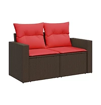 Patio Sofa with Cushions -Seater Brown Poly Rattan