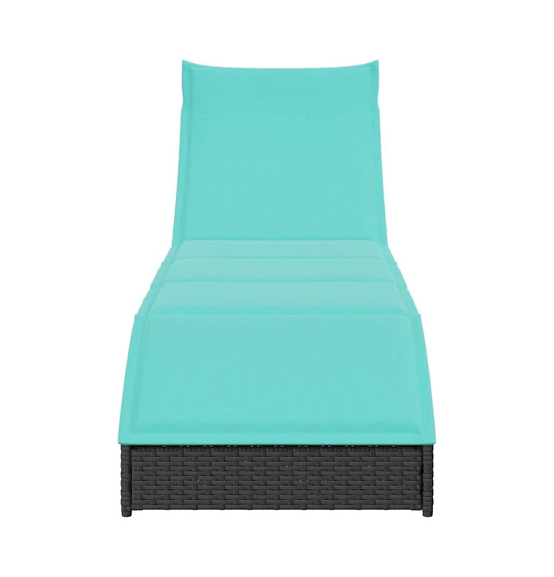 Folding Sun Lounger Black Pe rattan, powder-coated steel Standard