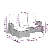 Reclining Garden Sofa Black Pe Rattan