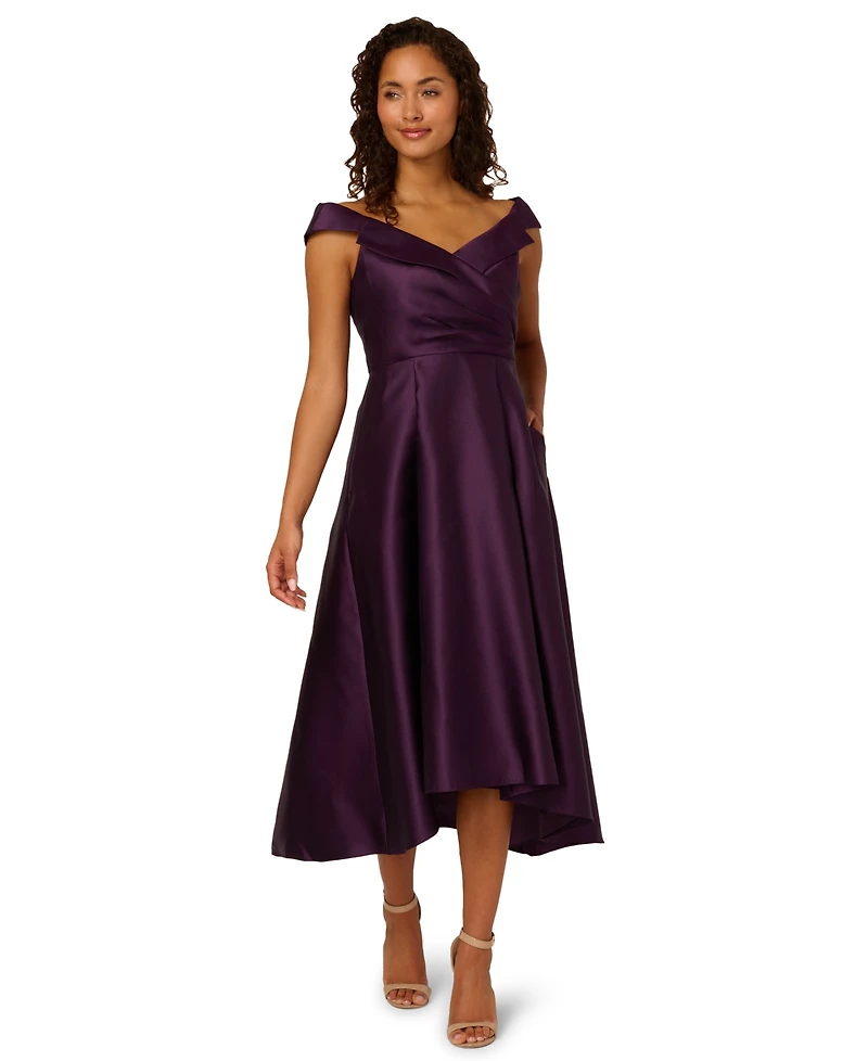 Adrianna Papell Women's Off-The-Shoulder Midi Dress