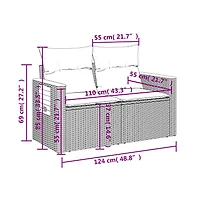 vidaXL Garden Sofa Gray Pe rattan, Powder-coated steel, Solid acacia wood