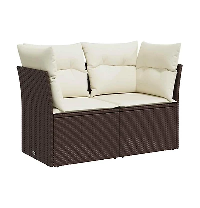 vidaXL Garden Sofa Brown Poly Rattan Medium Adjustable Feet