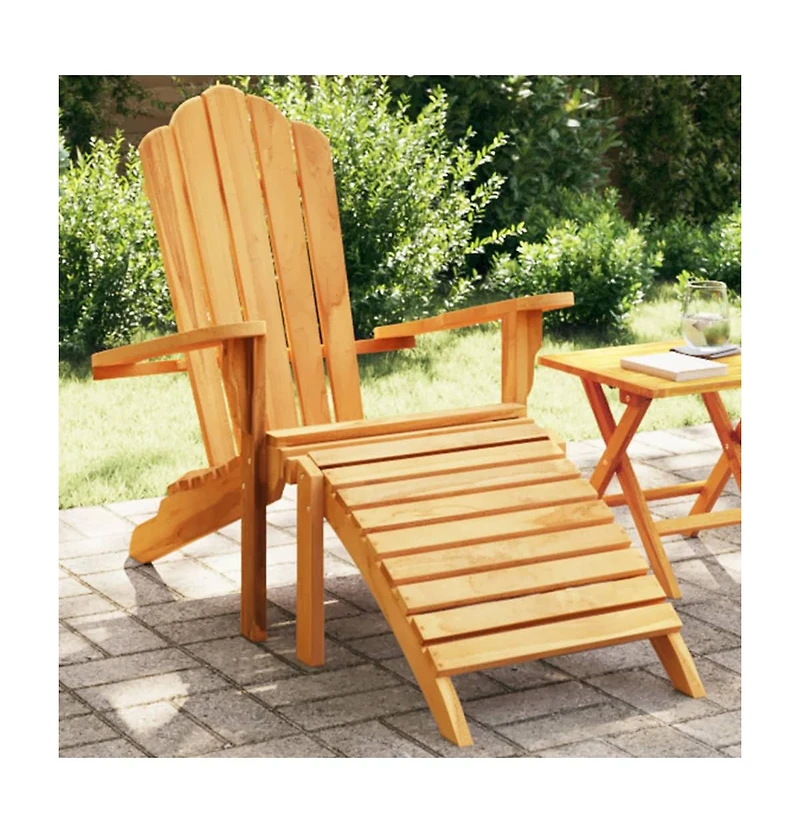 vidaXL Garden Adirondack Chair With Footrest Teak Solid teak wood Standard