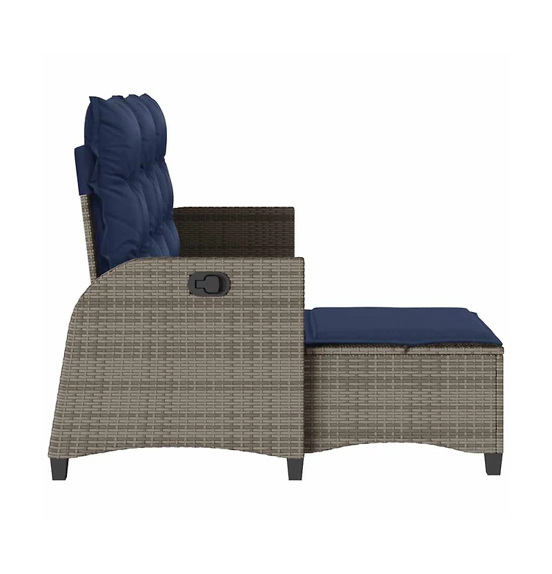 vidaXL Reclining Garden Sofa Gray Poly Rattan 3-Seater