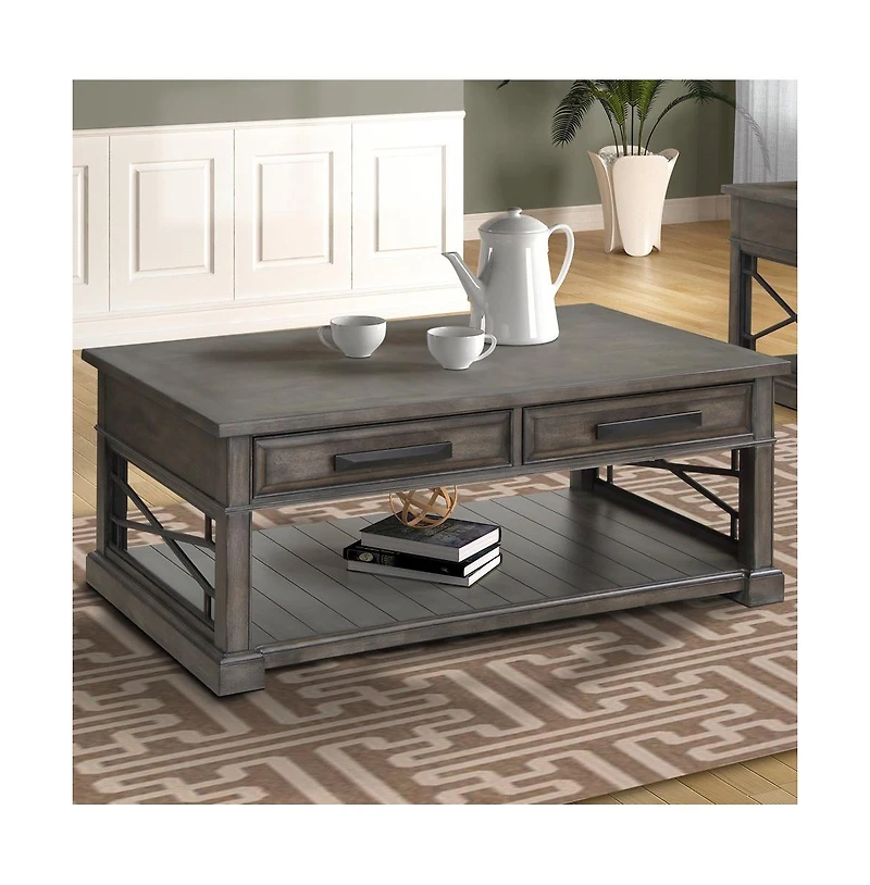 Parker House Furniture Sundance - Smokey Grey Cocktail Table with 2 Chairside Tables