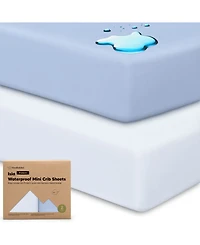 KeaBabies 2pk Isla Waterproof Mini Crib Sheets for Boy, Girl, Soft Pack and Play Graco Mattress