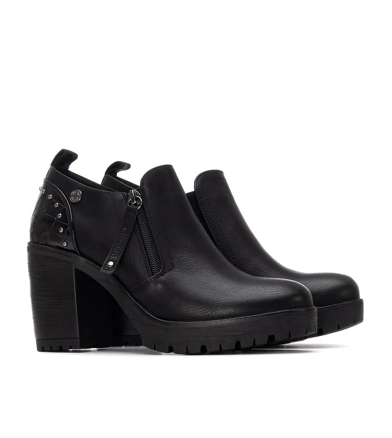 Xti Women's Casual Side Zipper Heeled Moccasins Refresh Collection By
