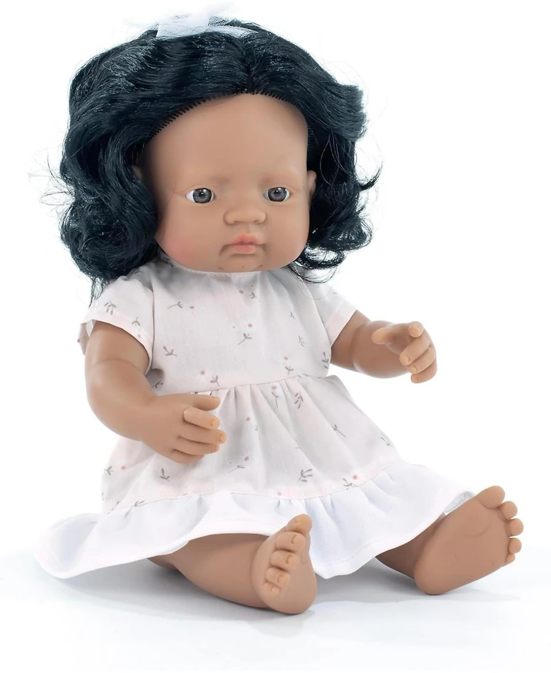 Miniland My Friends and Me Collection Hispanic Baby Girl Doll with Black Hair