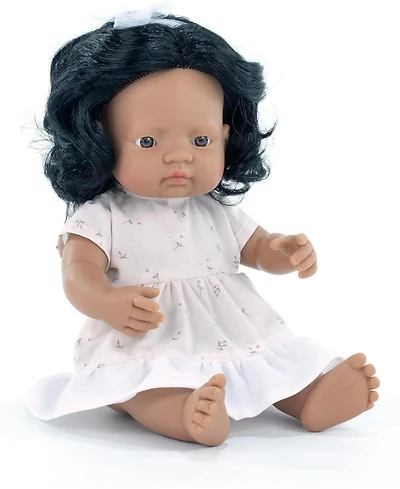 Miniland My Friends and Me Collection Hispanic Baby Girl Doll with Black Hair