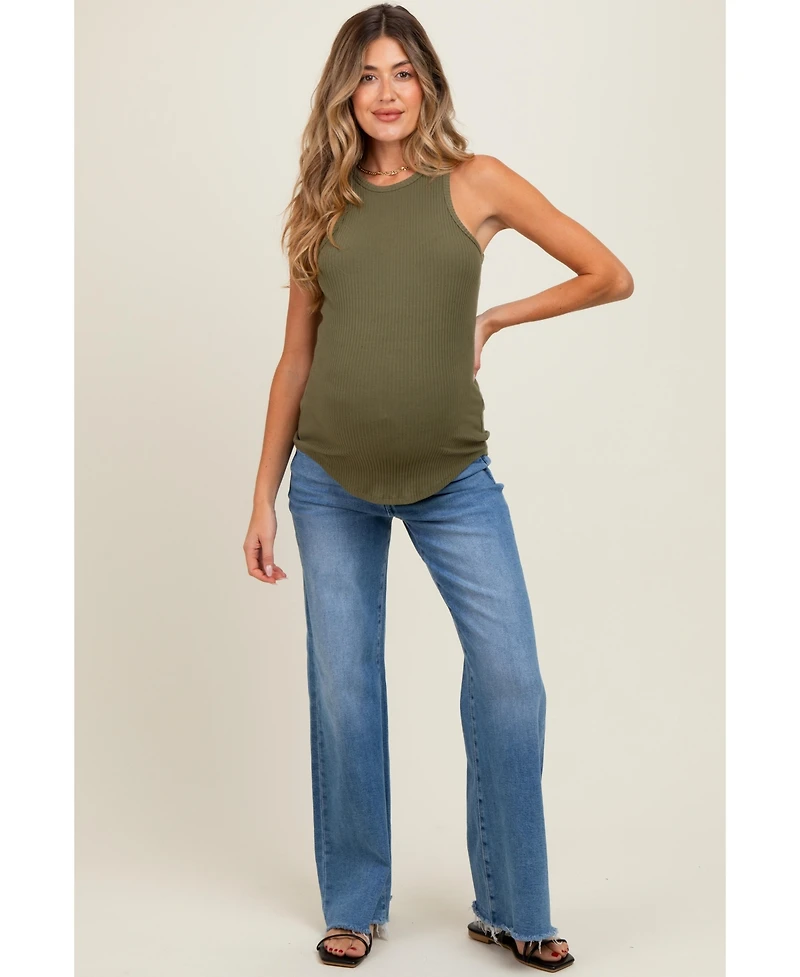 Pinkblush Maternity Blue Raw Hem Super Wide Leg Jeans