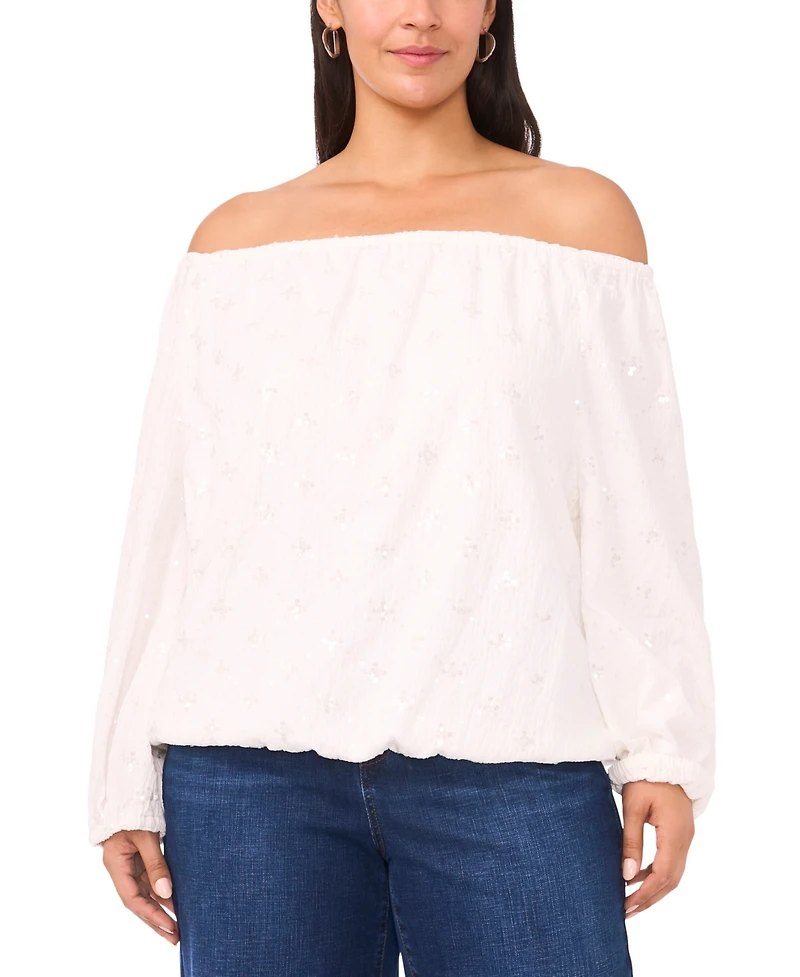 Vince Camuto Plus Off-The-Shoulder Bubble Sleeve Top