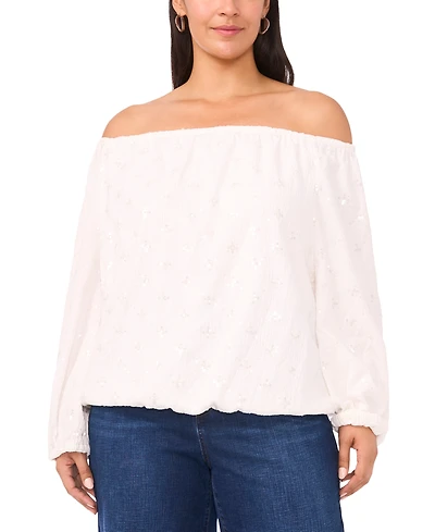 Vince Camuto Plus Off-The-Shoulder Bubble Sleeve Top