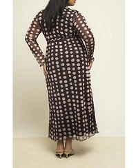 Fashion-szn Curve Women's Polka Dot Wrap Midaxi Dress