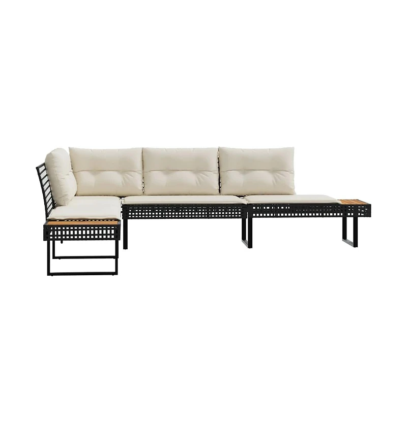 Garden Sofa Black and Cream White