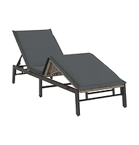 Sun Lounger Grey Pe Rattan, Powder-Coated Steel Adjustable