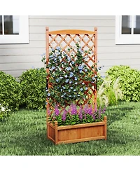 Gymax 60'' Tall Raised Garden Bed w/ Diamond Lattice Trellis Drainage Holes Outdoor