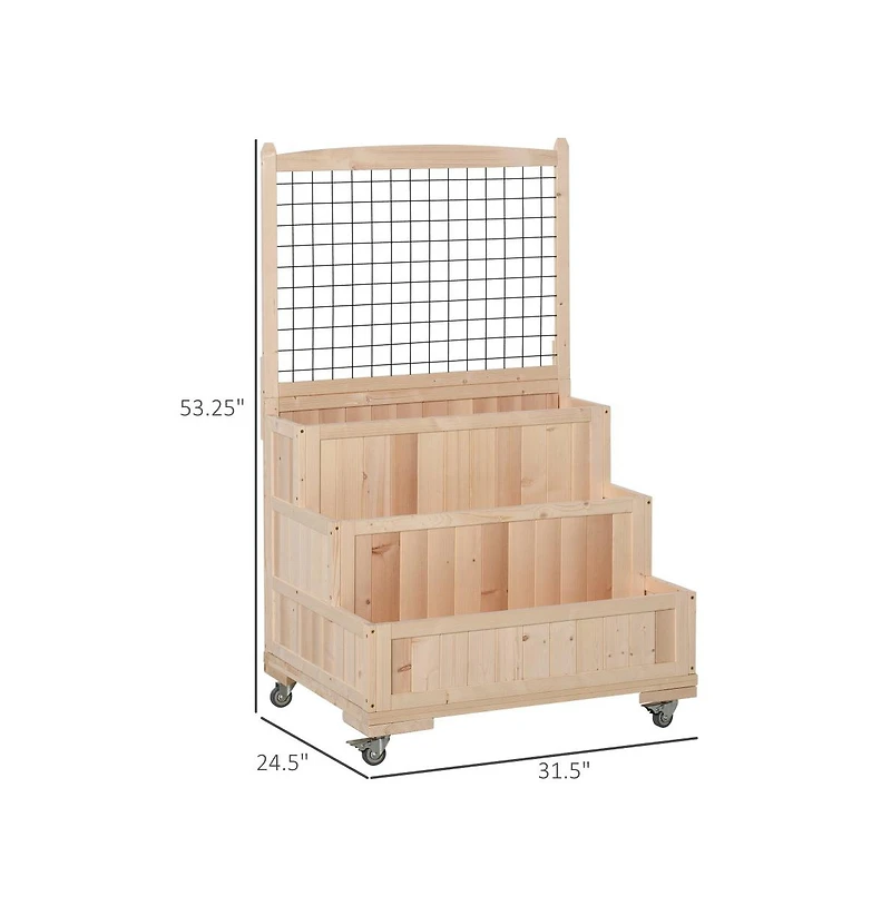 Chic Crate Outsunny 3-Tier Raised Garden Bed with Trellis
