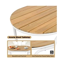 Chic Crate Outdoor Chaise Lounge Chairs Set of 3 with Acacia Side Table, Patio Pool Loungers for Lawn & Deck