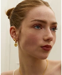 Ottoman Hands Garnet Heart Huggie Earrings