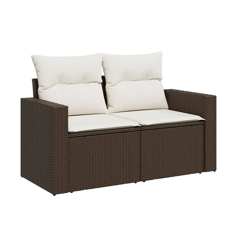 Garden Sofa Brown Poly Rattan 2-seater Adjustable Feet