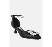 London Rag Onkana Diamante Brooch Kitten Heel Sandals Women