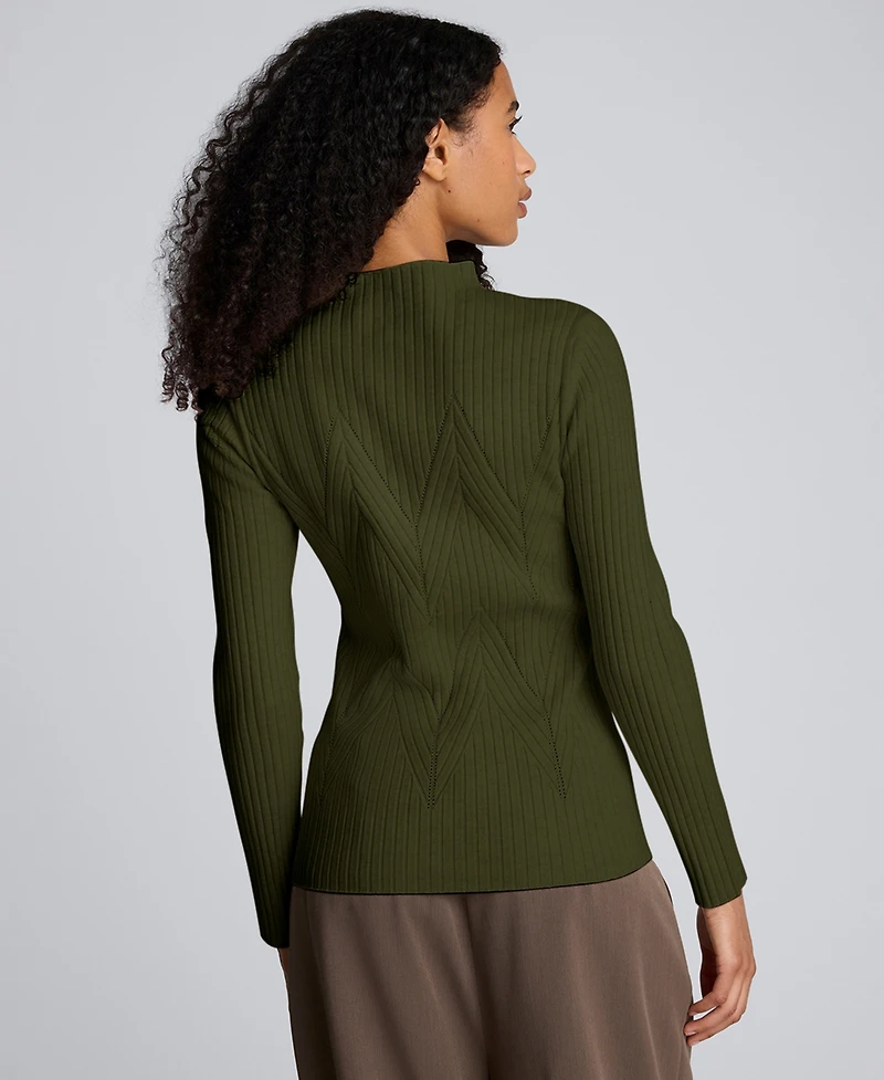 Kenneth Cole Women's Large Chevron Stitch Long-Sleeve Sweater