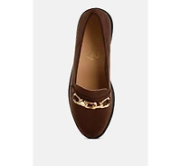 Jacop Micro Suede Metal Chain Link Loafers
