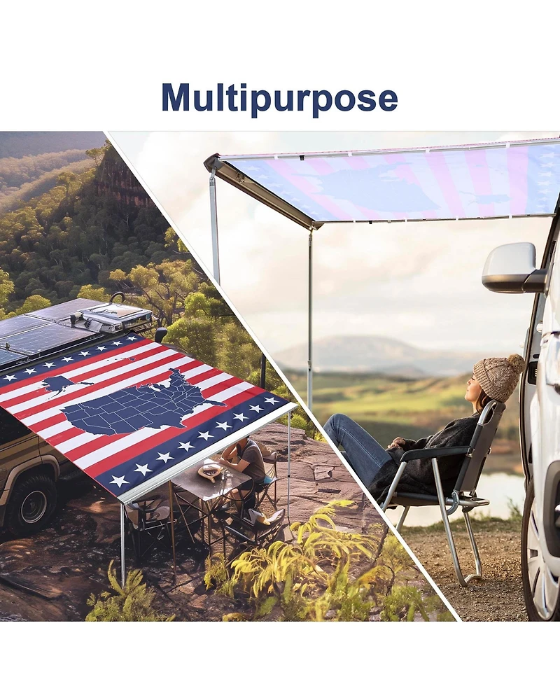 Yescom 7.7x8.2 Ft Carside Awning Replacement Fabric with Side Wall Roof Rack Overland