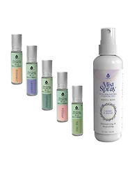 Pursonic Lavender & Sea Salt Mist Spray + 5-Pack Essential Oil Rollerball Set for Daily Wellness & Aromatherapy
