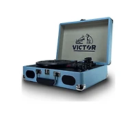 Victor Metro Plus Portable Rechargeable Bluetooth Suitcase Turntable Record Player - Turquoise